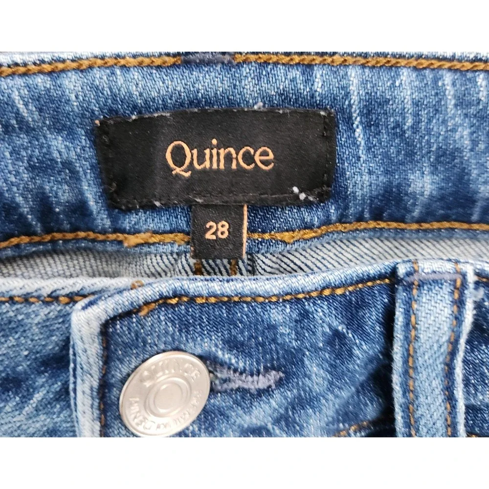 Quince Ultra-Stretch Wide Leg Jeans Medium Wash Blue High Rise Denim Size 28